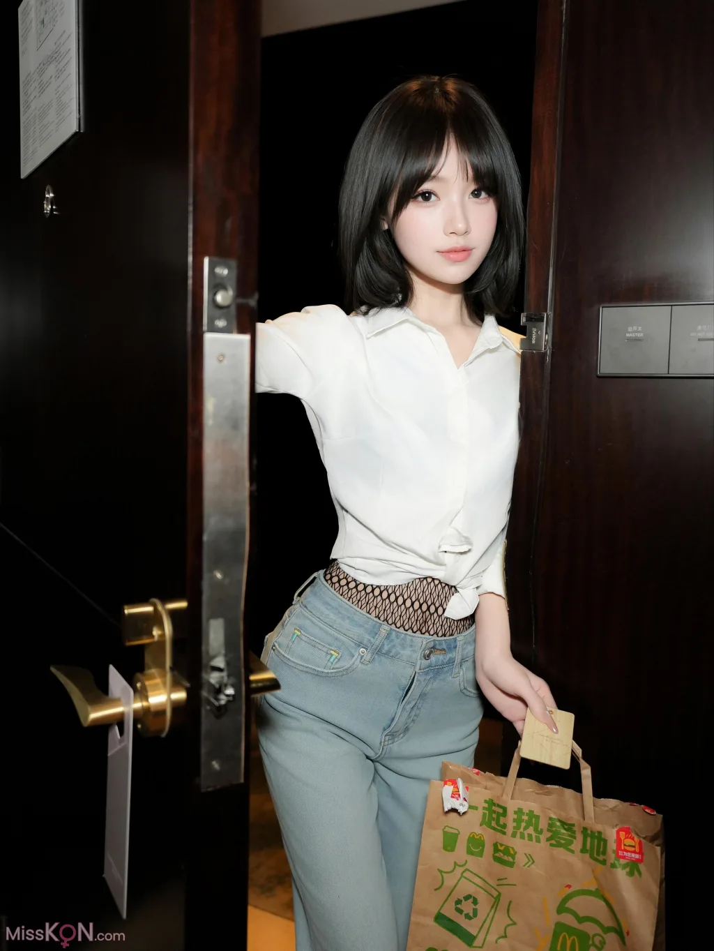 [XR Uncensored] 汁汁: R18 秀人网模特 库里丝之黑色蕾丝网袜 (89 photos)