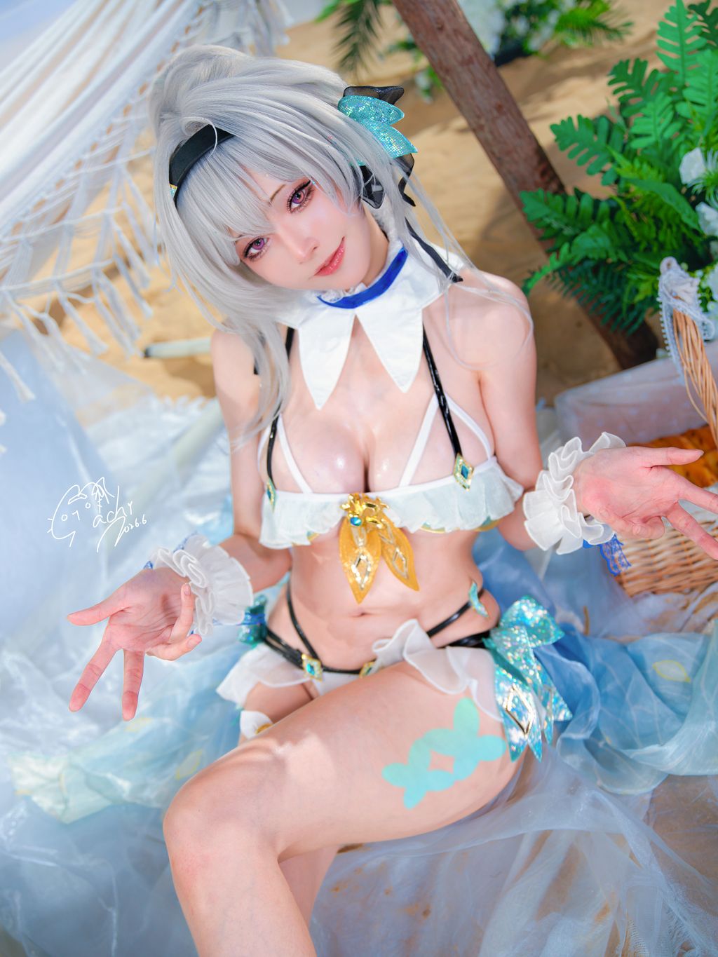 Coser@Machi馬吉: 崩壞 星穹鐵道 流螢泳裝 Firefly Bikini (52 photos)
