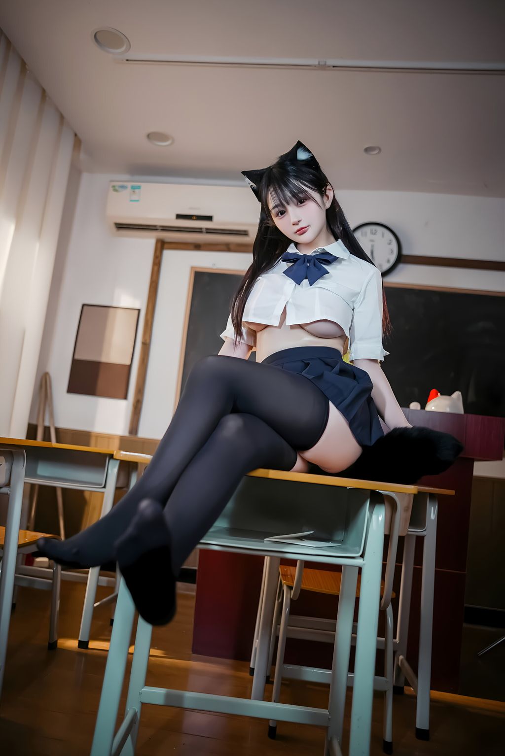 Coser@桜井宁宁: JK猫耳 (150 photos + 1 video)