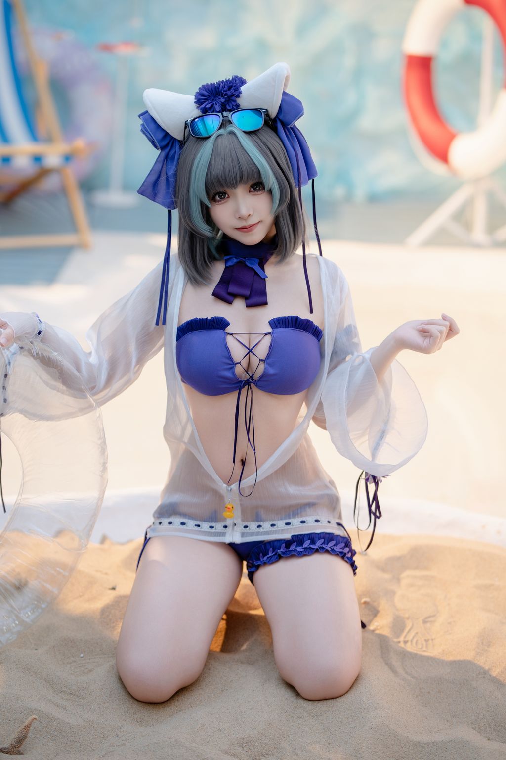 Coser@Bangni邦尼: 泳装柴郡 (86 photos)