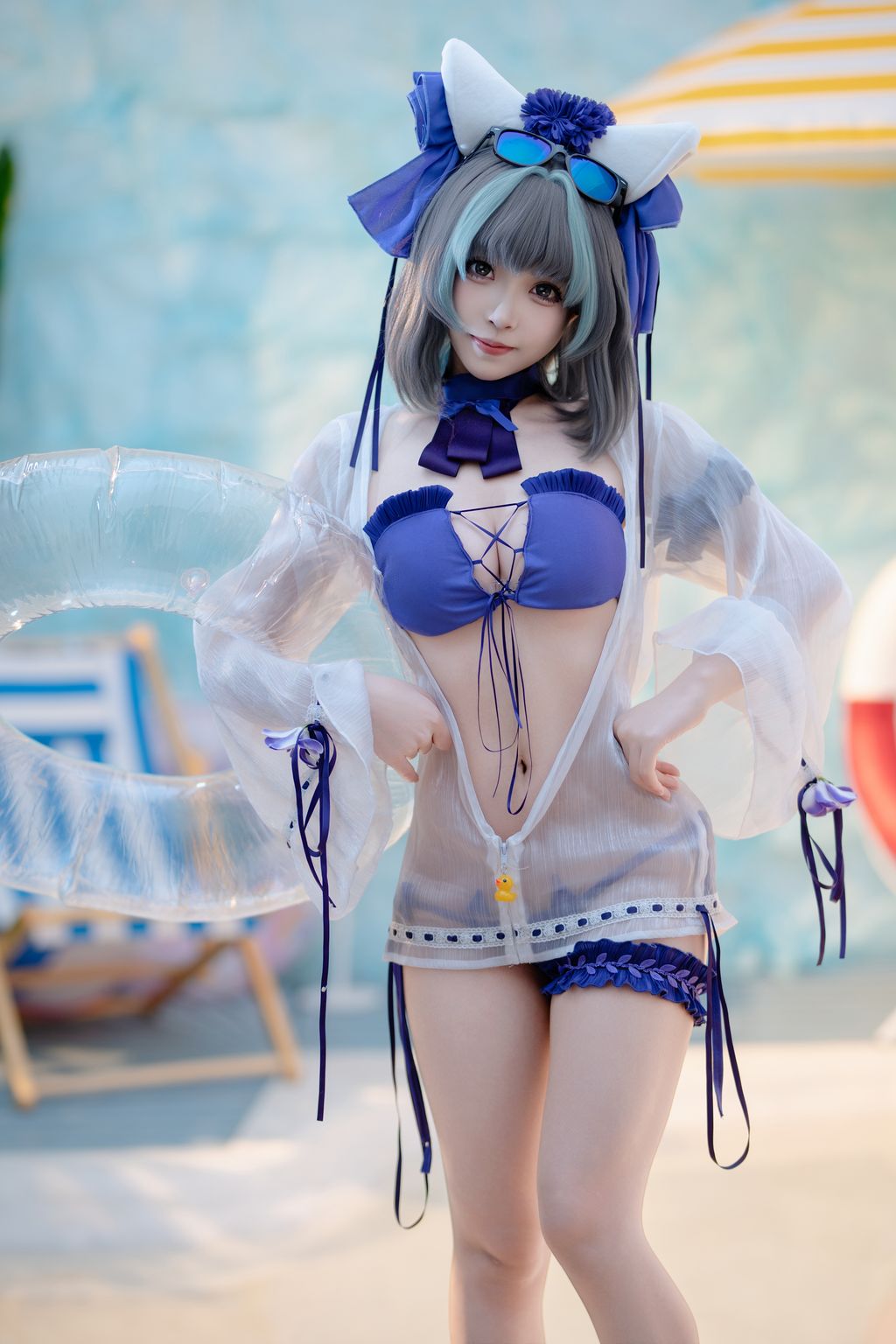 Coser@Bangni邦尼: 泳装柴郡 (86 photos)