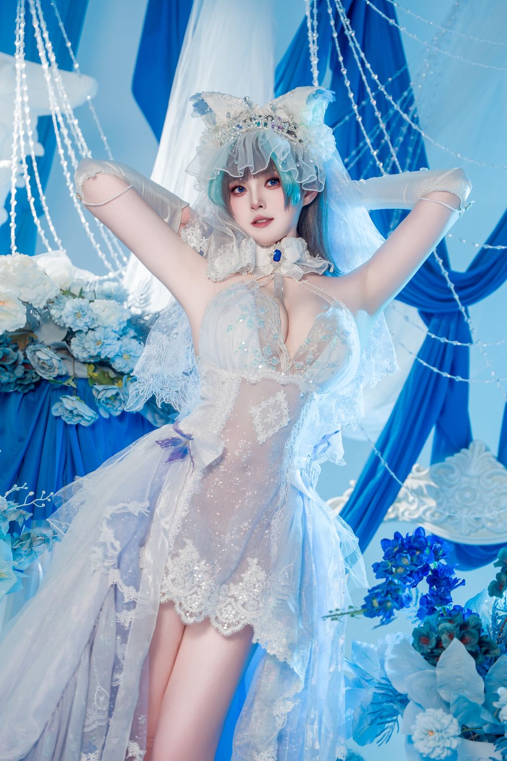Coser@Natsuko夏夏子: 碧蓝航线 柴郡婚纱 (70 photos)