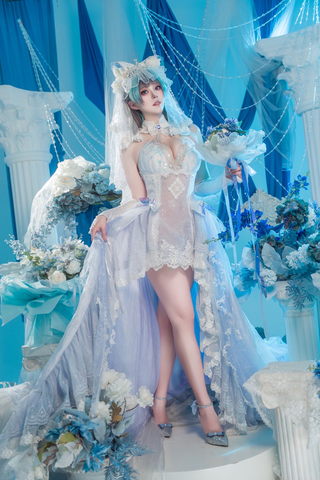 Coser@Natsuko夏夏子: 碧蓝航线 柴郡婚纱 (70 photos)