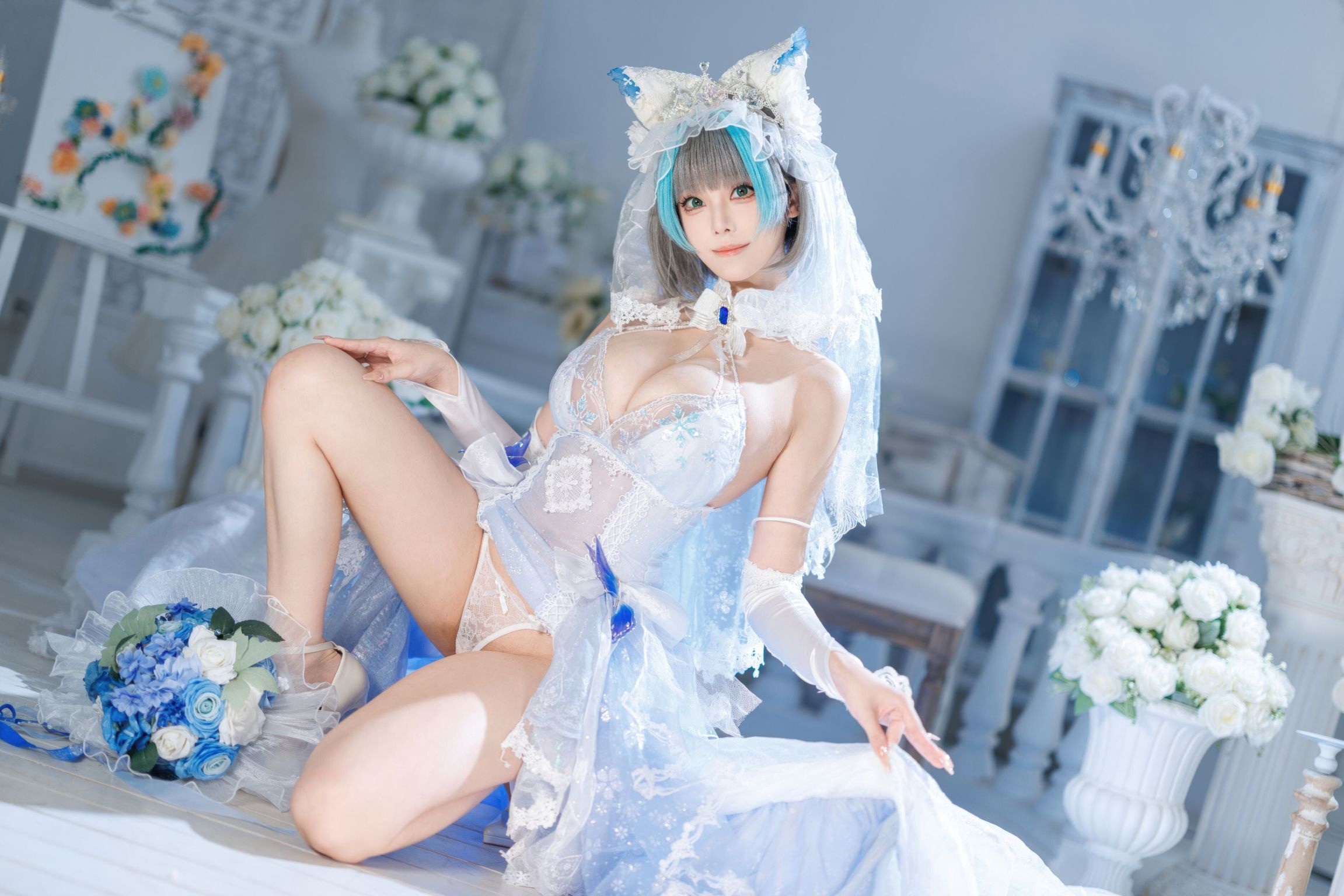 Coser@蜜汁猫裘: 碧蓝航线 柴郡 花嫁 (134 photos + 2 videos)