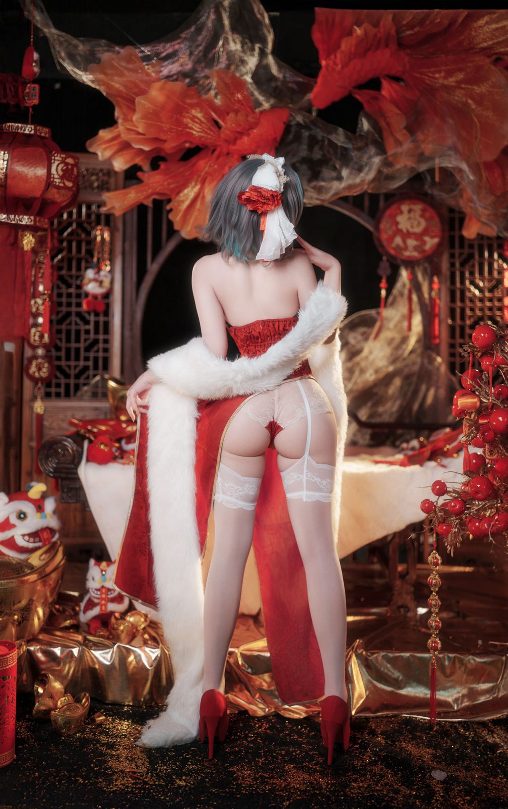 Coser@Bangni邦尼: 碧蓝航线 柴郡新春旗袍 (81 photos + 8 videos)