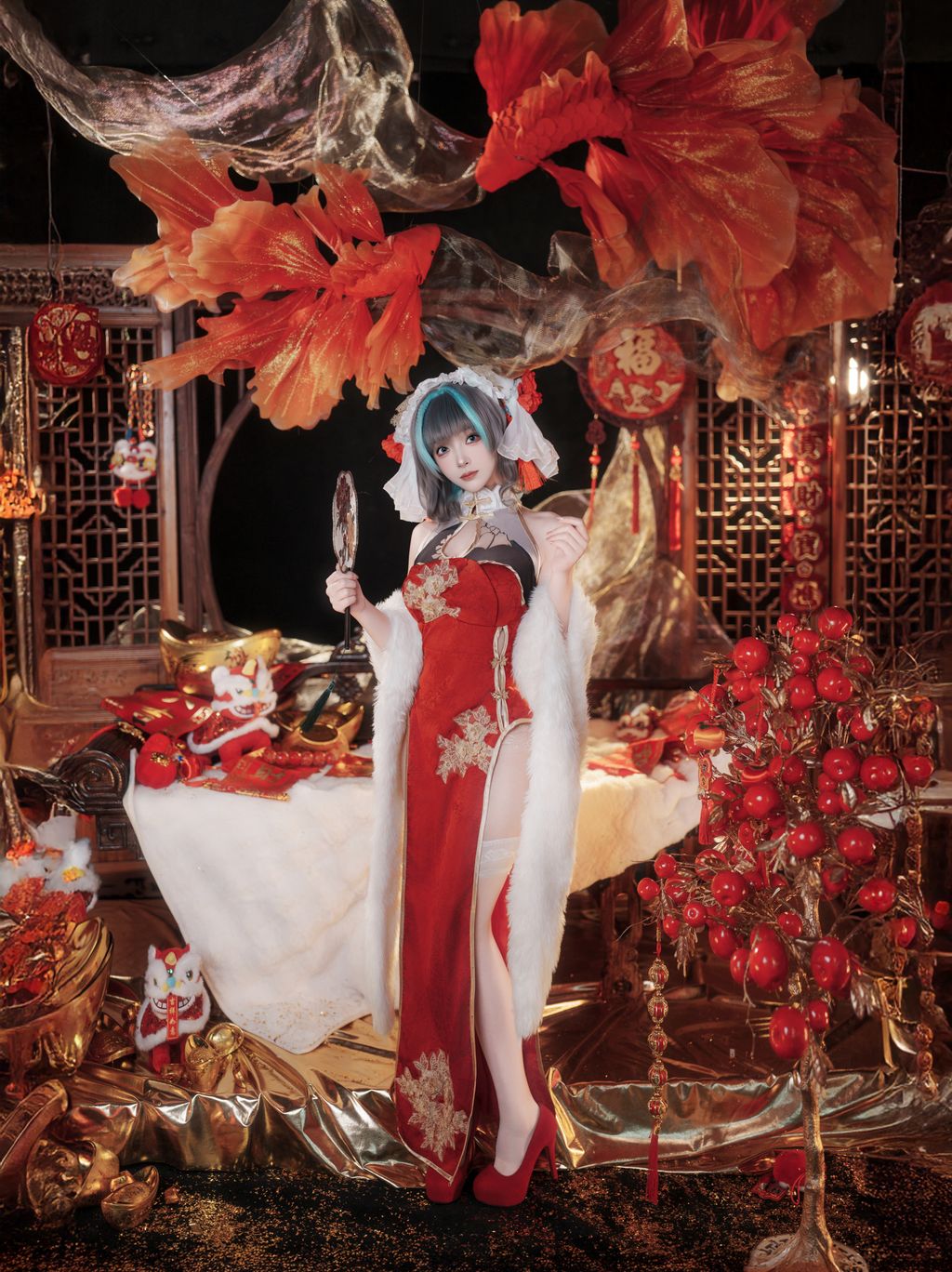 Coser@Bangni邦尼: 碧蓝航线 柴郡新春旗袍 (81 photos + 8 videos)
