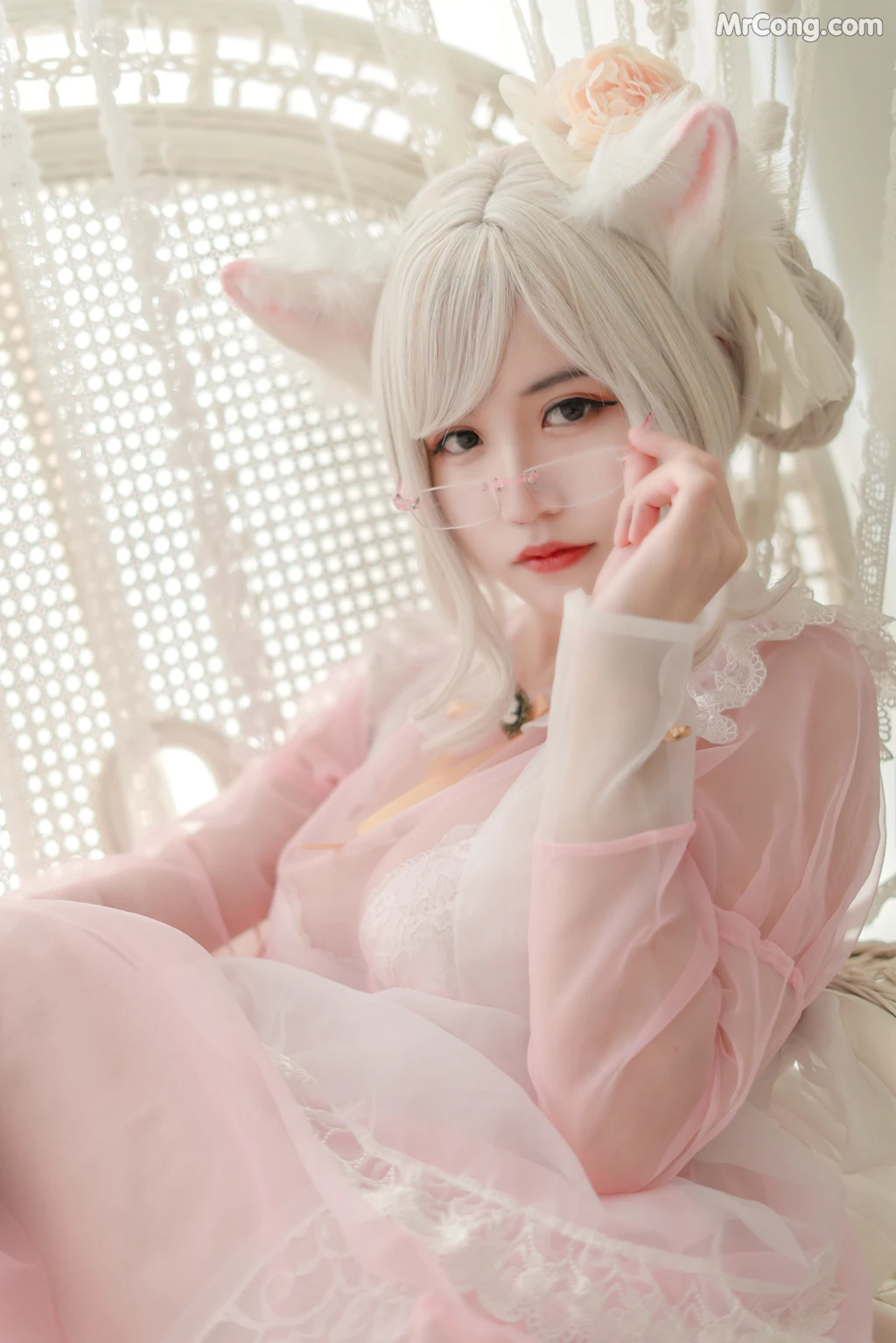 Coser@小仓千代w No.007: 透明女仆粉色 (24 photos)