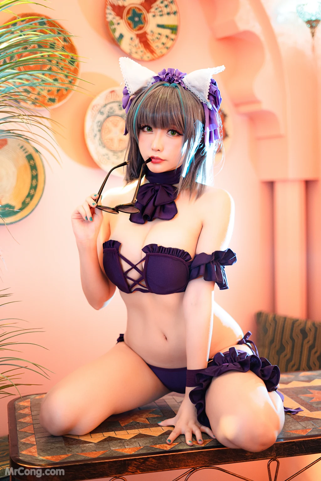 Coser@星之迟迟Hoshilily: 柴郡泳装 (35 photos)