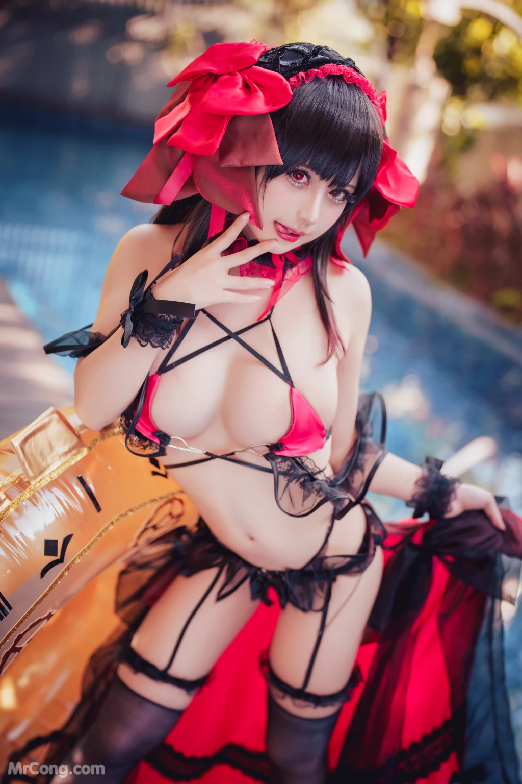 Coser@沖田凜花Rinka: Kurumi Tokisaki Swimsuit (29 photos)