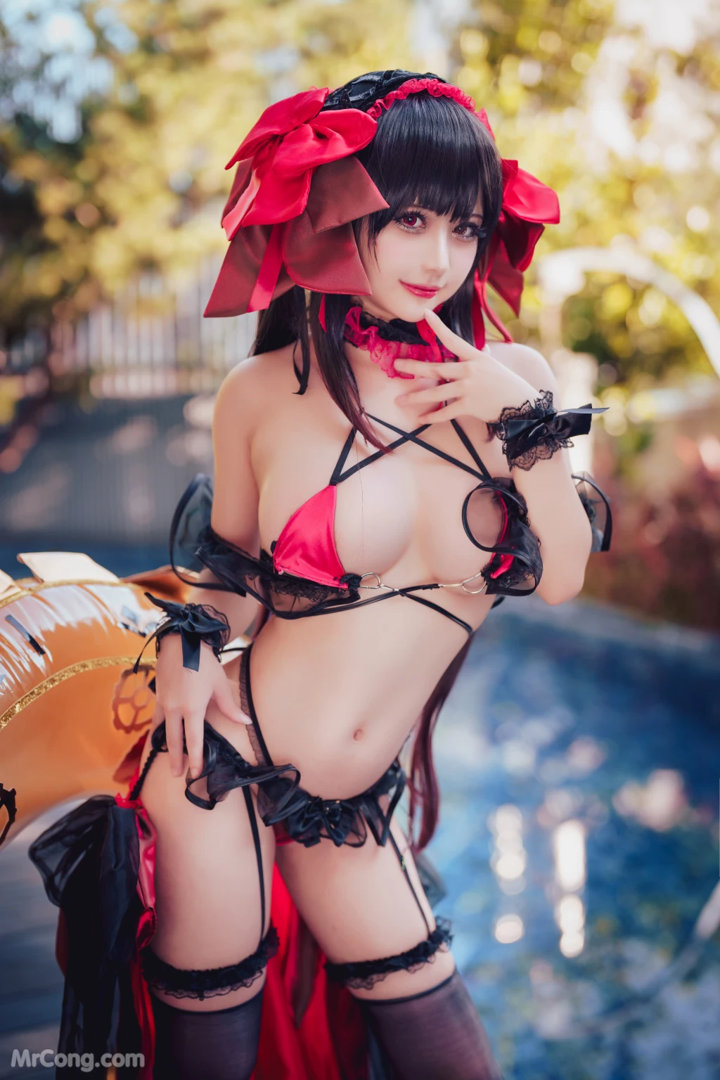 Coser@沖田凜花Rinka: Kurumi Tokisaki Swimsuit (29 photos)