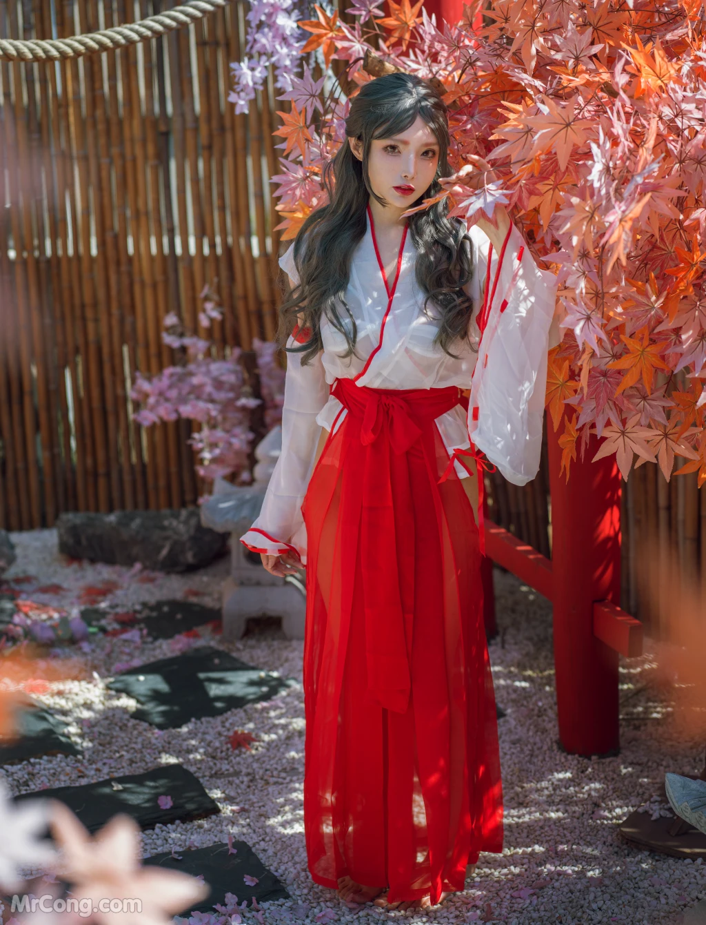 Coser@Xia Xiao Qiu Qiu Qiu (夏小秋秋秋): 汤池巫女 (53 photos )