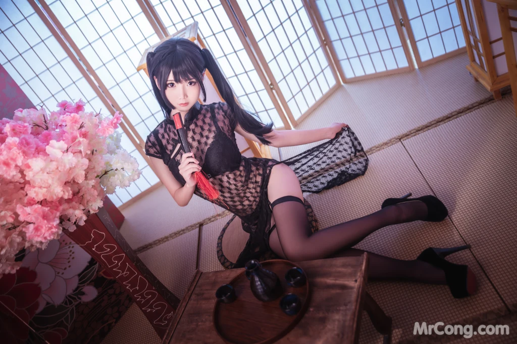 Coser@面饼仙儿 No.018: 黑丝情趣旗袍 (21 photos)