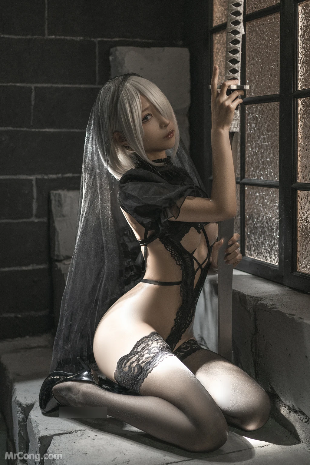 Coser@蠢沫沫 (chunmomo) Vol.143: 2B-黑婚纱 (35 photos)