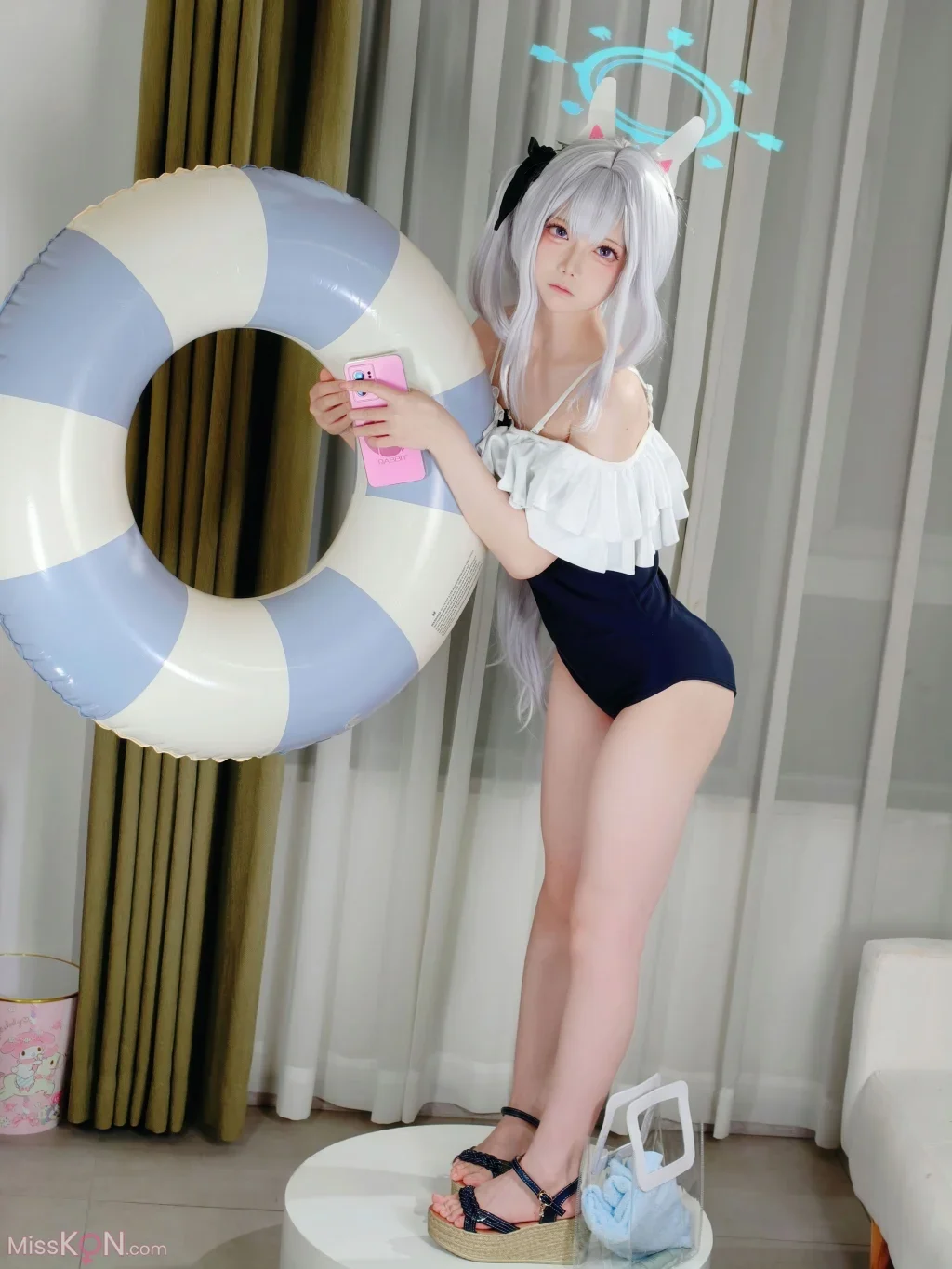 Coser@御子miko: 蔚蓝档案 月雪宫子 泳装 (88 photos)