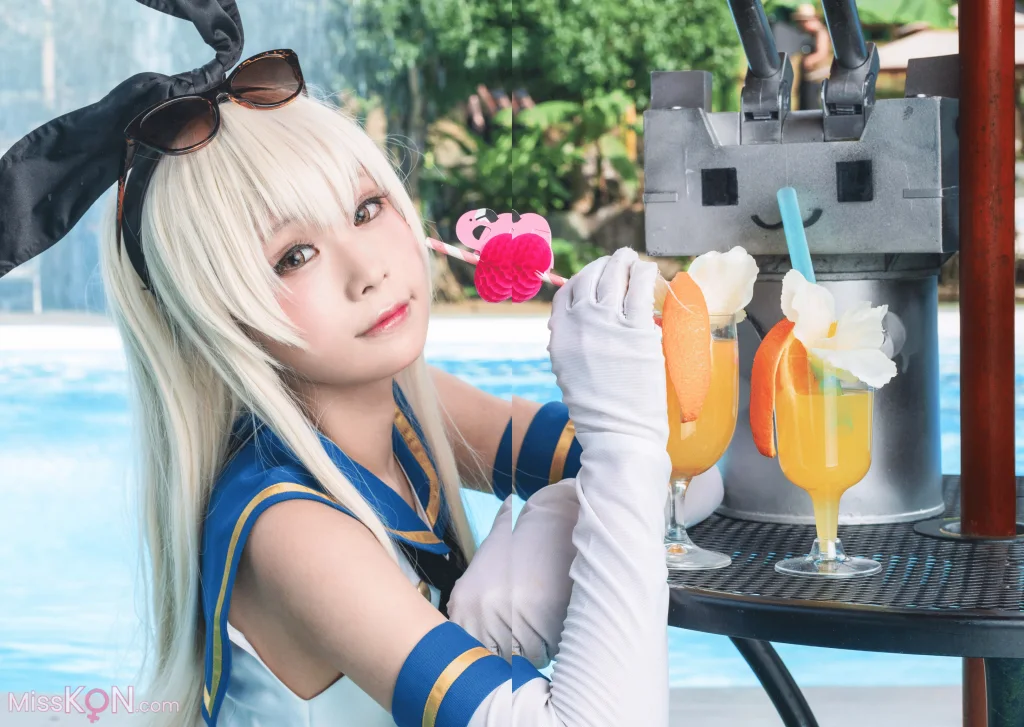 Coser@Kurumi (クルミ): Shimakaze Summer Vacation (17 photos)