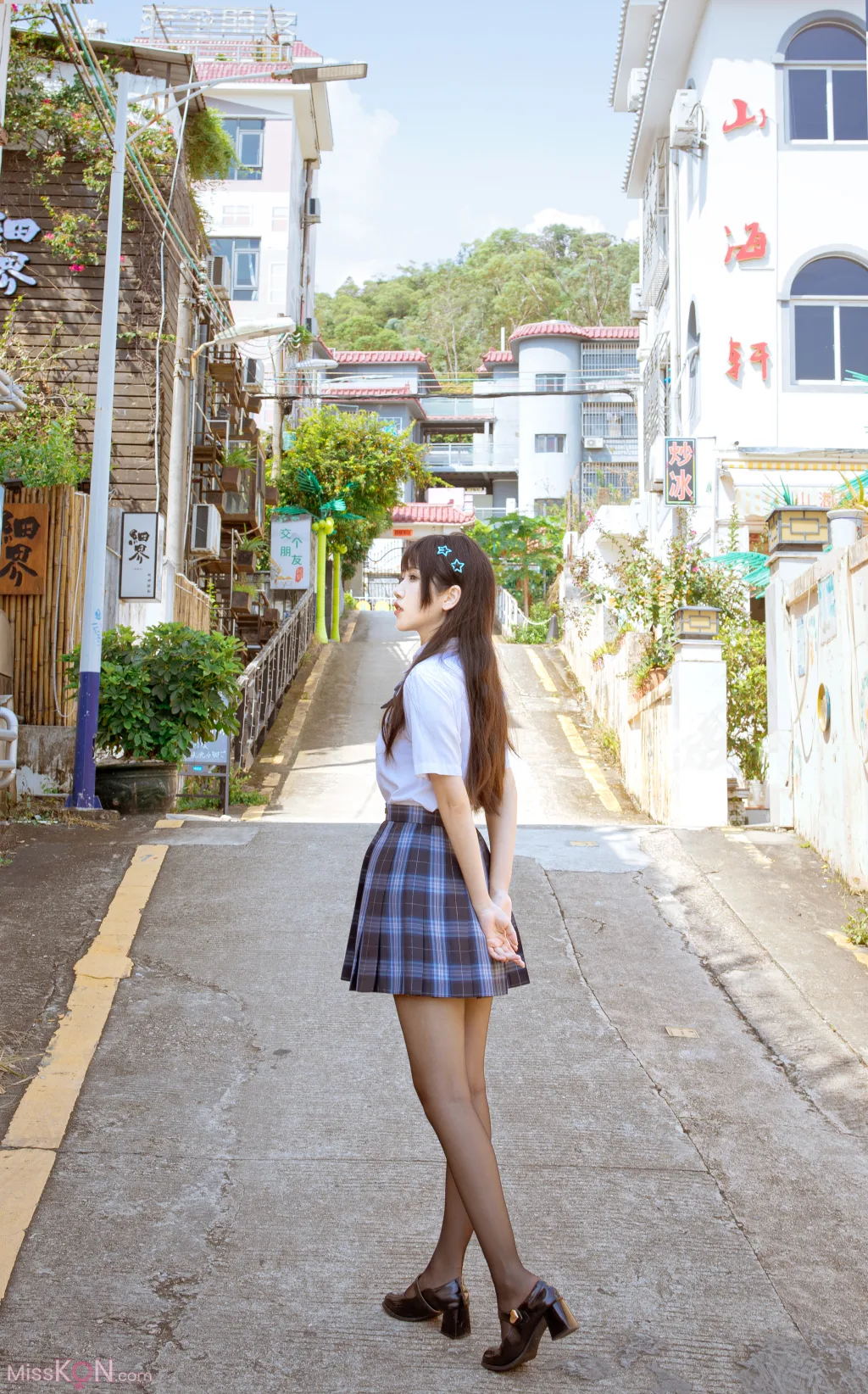 Coser@不呆猫: 泳衣JK学妹 (59 photos ) 