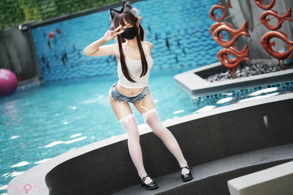 Coser@职业奶妈三水子: 猫猫蓝白比基尼 (85 photos ) 8 Coser@职业奶妈三水子: 猫猫蓝白比基尼 (85 photos ) 8