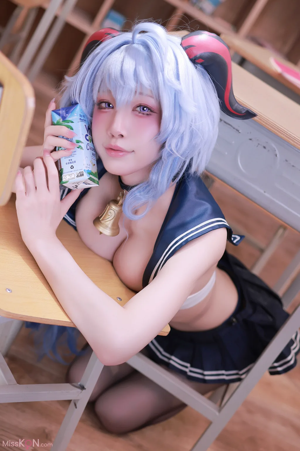 Coser@水淼Aqua: 2月补偿赠品 甘雨水手服 (50 photos) 4 Coser@水淼Aqua: 2月补偿赠品 甘雨水手服 (50 photos) 4
